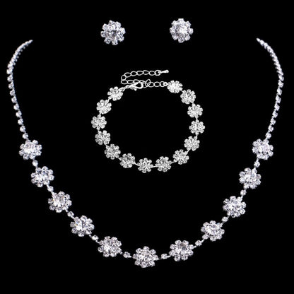 Roycebridal Simple Shiny Sunflower Necklace Earrings Set Women's Clothing Accessories Wedding Necklace