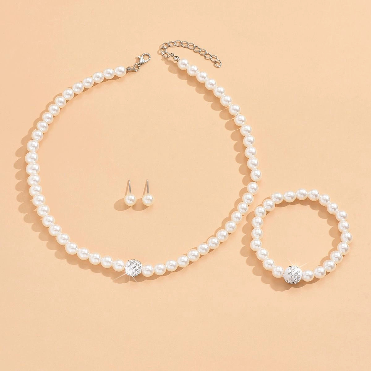 Roycebridal New Necklace Set Bridal Accessories Pearl Set Jewelry Clay Diamond Short Necklace Jewelry Simple Necklace Set