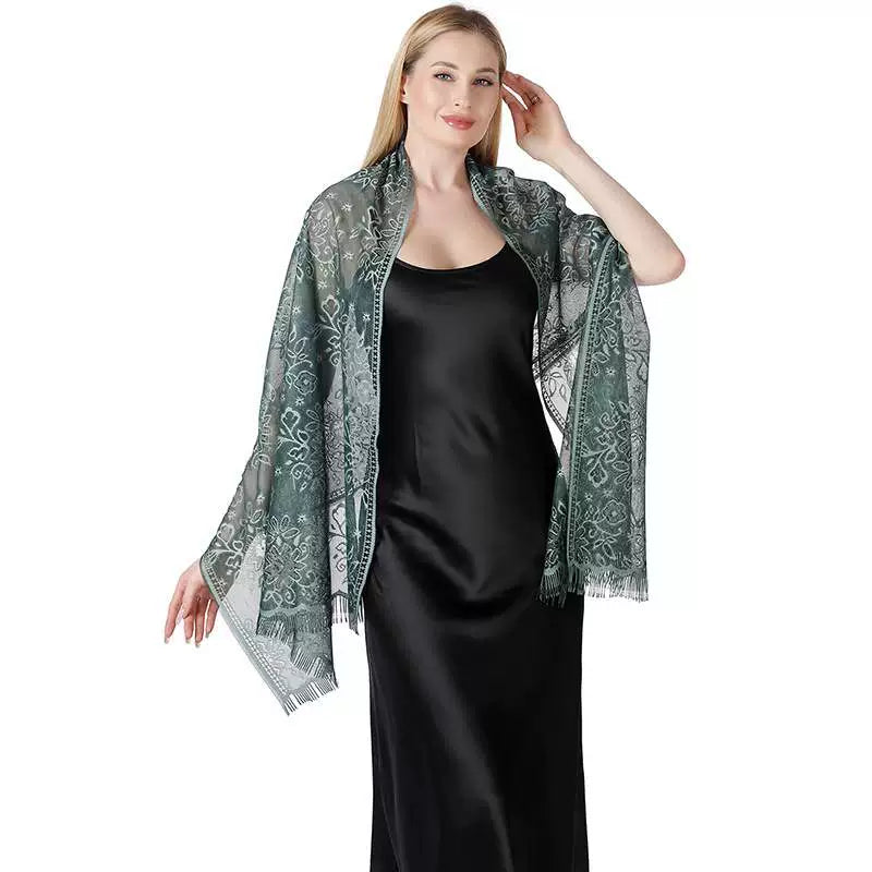 Roycebridal Jackets&Wraps Tie-dyed Flower Lace Scarf Bride Bridesmaid Dress With Cheongsam Evening Shawl Female Long Scarf