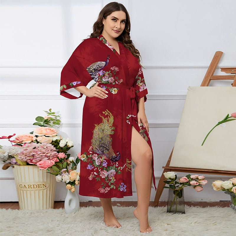 Roycebridal Home Service Suit Plus Size Robe Bathrobe Pajamas