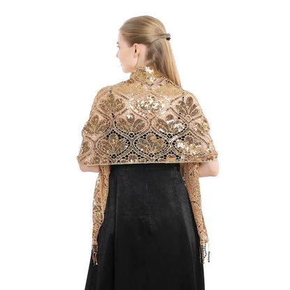 Roycebridal Jackets&Wraps Sequined Tassel Shawl Party Evening Dress Cheongsam Outer Shawl Bridesmaid Long Scarf