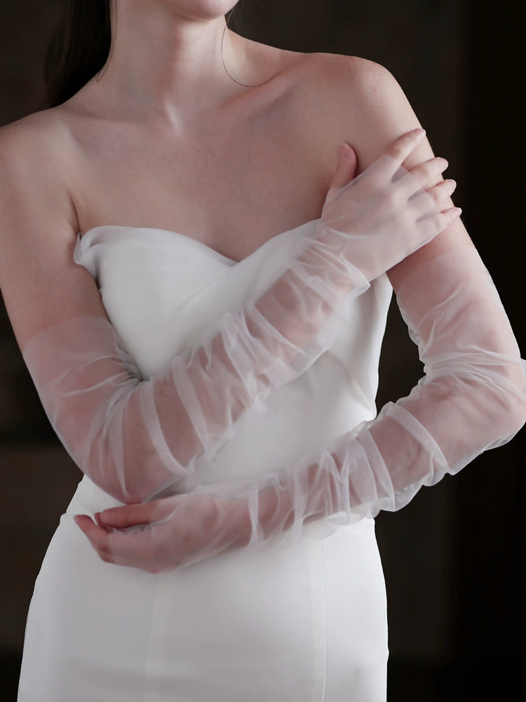 Roycebridal Simple Nude Long Bridal Sleeves