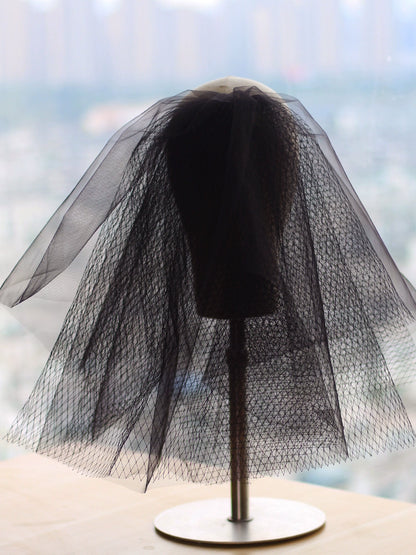 Roycebridal Gothic Wedding Accessories Retro Black Fluffy Veil Personality Gothic Style Multi-layered Mesh Bride