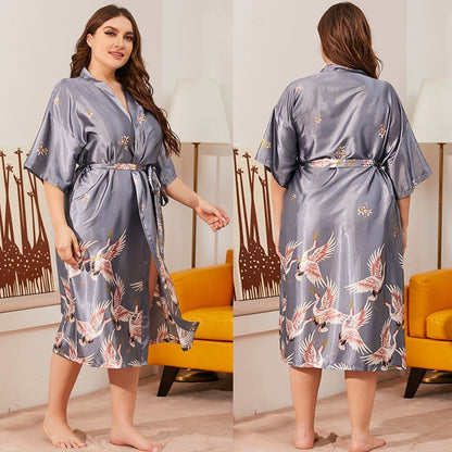 Roycebridal Summer Robe Plus Size Bathrobe Pajamas Ladies 3XL