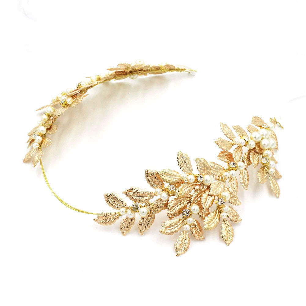 Roycebridal European And American Baroque Leaf bridal Headband Retro Alloy Color Wedding Dress Show Catwalk Hair Accessories