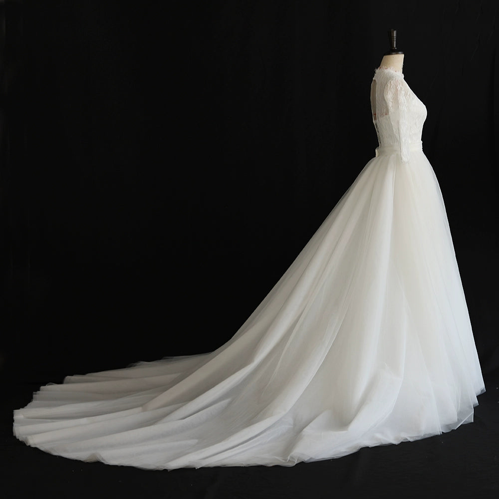 Roycebridal Detachable Train Removable Multi-layer Trailing Mesh