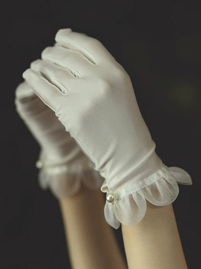 Roycebridal Short Satin Lace Bridal Gloves