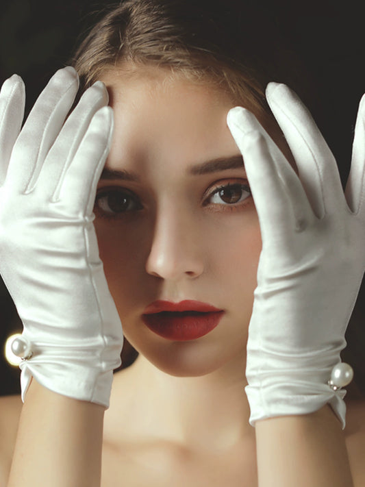 Roycebridal Satin Pearl Bridal Gloves