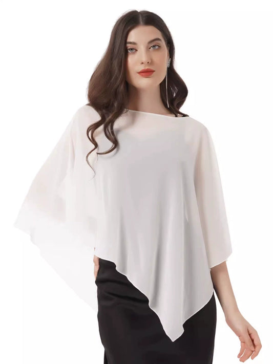 Roycebridal Jackets&Wraps Chiffon Shirt Small Shawl Thin Sun Protection Top With Skirt Irregular Design Ruffles