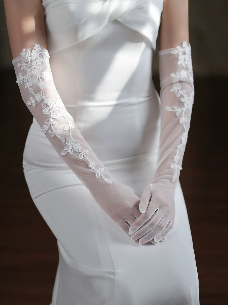 Roycebridal Long Lace Bridal Gloves