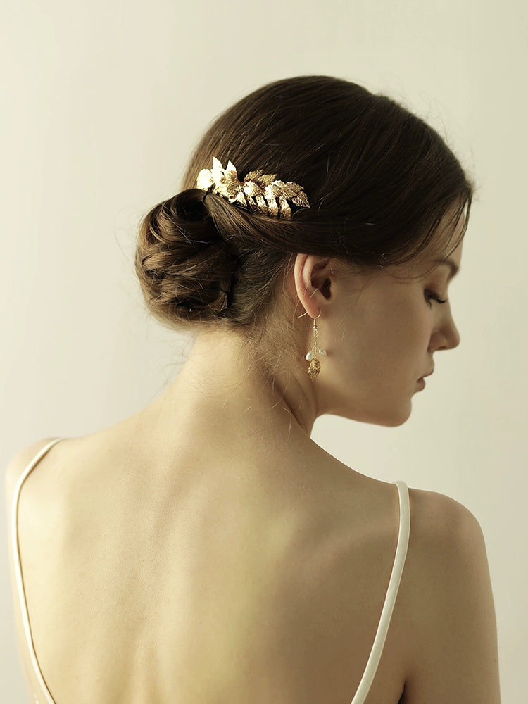 Roycebridal High-end Alloy Leaf Bridal Headdress Wedding Dress Comb Accessories Photo Studio Styling Hair Accessories