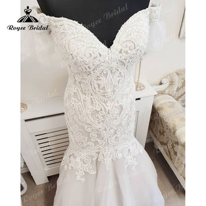 Roycebridal Off the Shoulder V Neck Mermaid/Trumpet Wedding Dress Lace Appliques 2025 Luxury Wedding Gowns for Women Bridal vestito da sposa