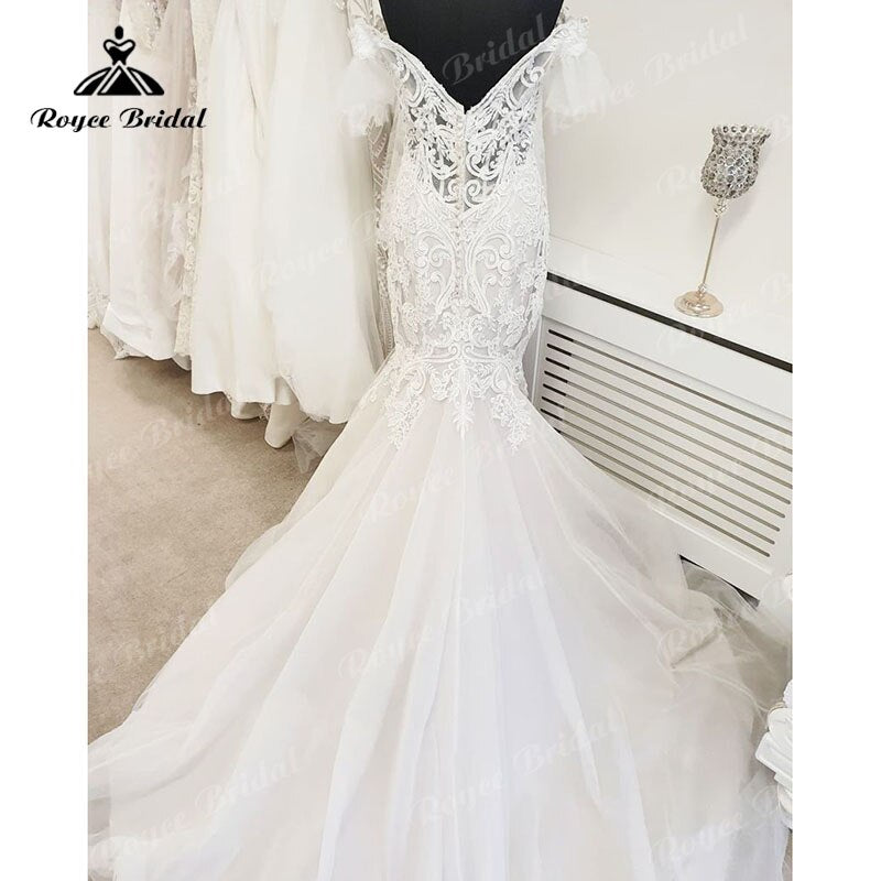 Roycebridal Off the Shoulder V Neck Mermaid/Trumpet Wedding Dress Lace Appliques 2025 Luxury Wedding Gowns for Women Bridal vestito da sposa