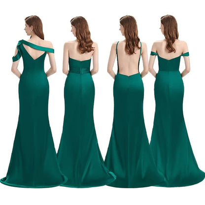 Cheap Olive Green Wedding Guest Dresses Satin Mermaid Mismatched Bridesmaid Dress