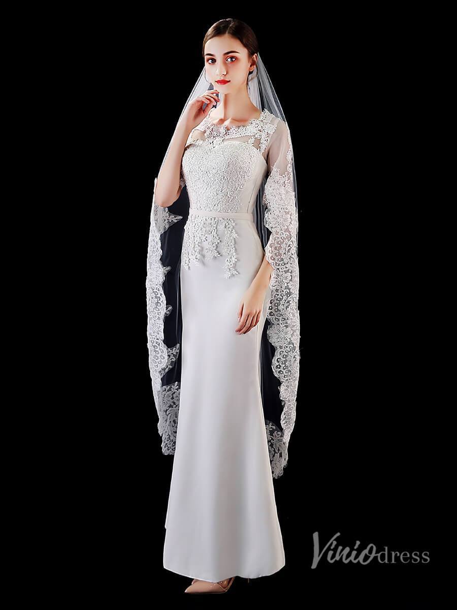 One Tier Lace Waltz Length Veil Viniodress TS1906-Veils-Viniodress-Ivory-Viniodress