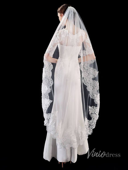 One Tier Lace Waltz Length Veil Viniodress TS1906-Veils-Viniodress-Ivory-Viniodress