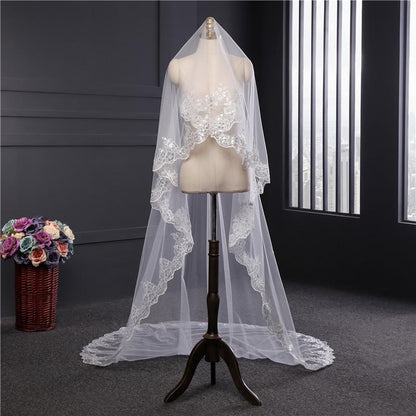 Roycebridal Vintage One-Tier Tulle Lace Long Wedding Veil