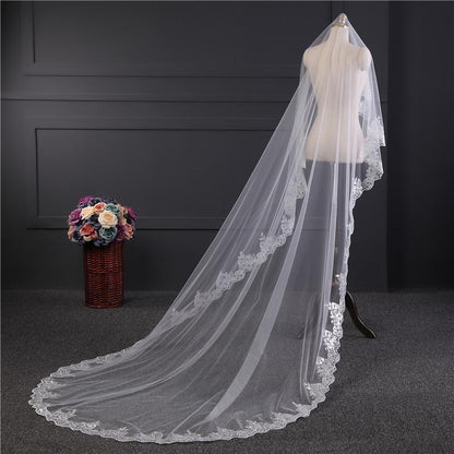 Roycebridal Vintage One-Tier Tulle Lace Long Wedding Veil