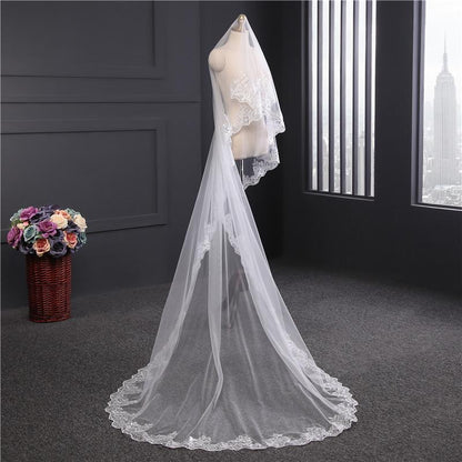 Roycebridal Vintage One-Tier Tulle Lace Long Wedding Veil