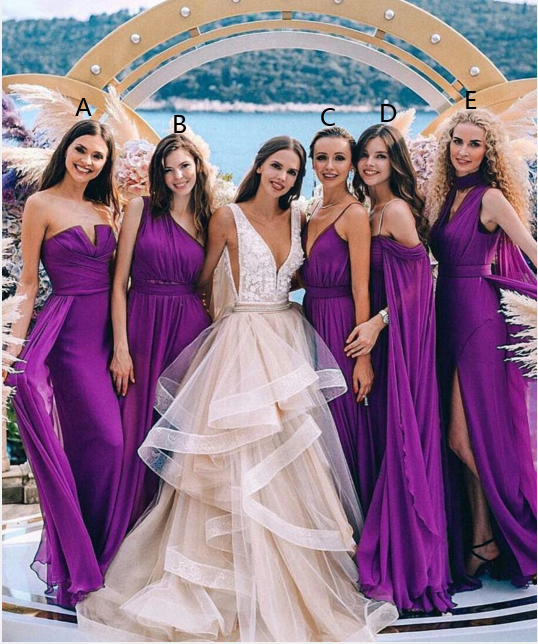 Roycebridal Sexy Mermaid Multiway Purple Bridesmaid Dresses dresses