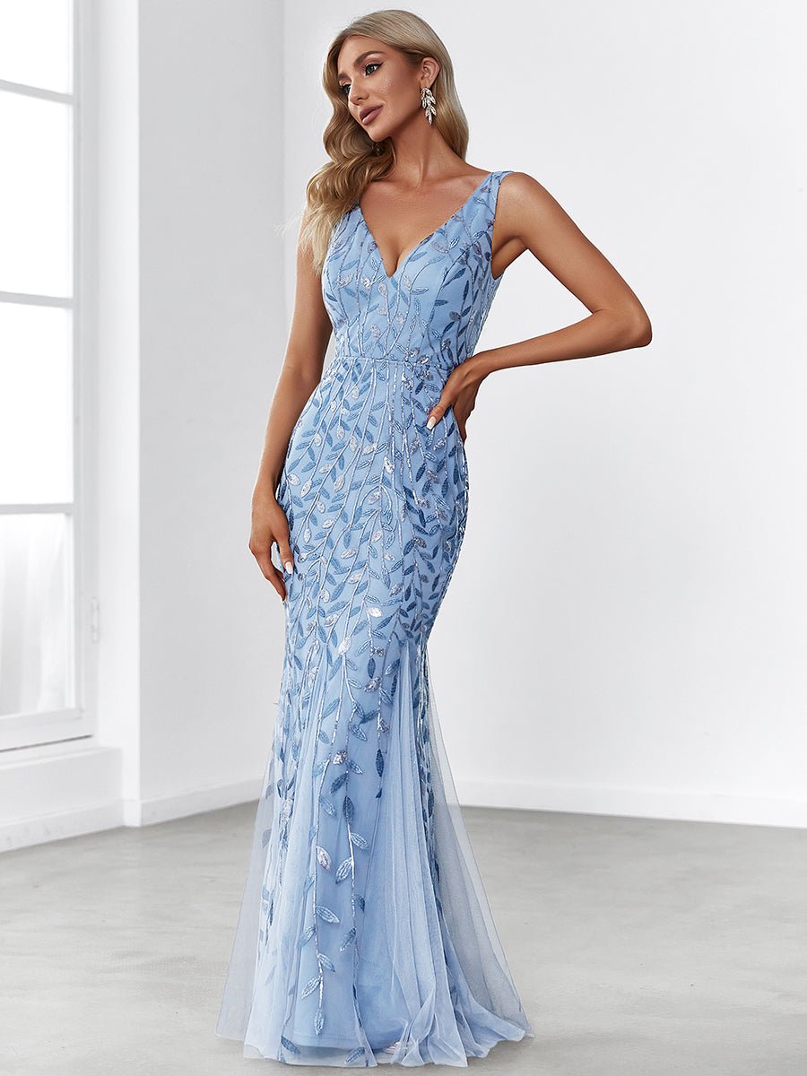 Paula sleeveless tulle and sequin trumpet mermaid dress more colors - Bay Bridal and Ball Gowns