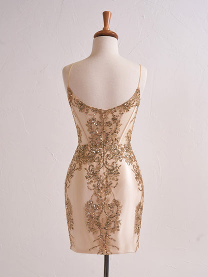 Roycebridal Lacey | Sheer Corset Short Sequin Prom Dress