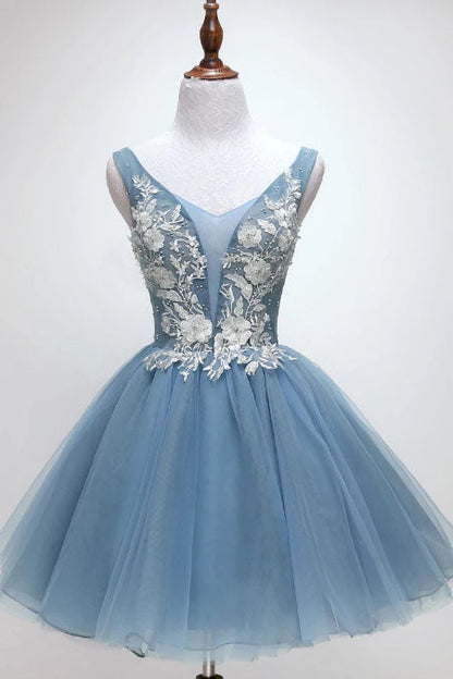 Lauren |Princess Tulle Appliqued Homecoming Dress