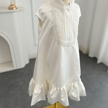 Roycebridal Luxury White Girl Dress Beading Arabic Princess Kids Evening Gown for Wedding Birthday First Communion Party 2025 J296