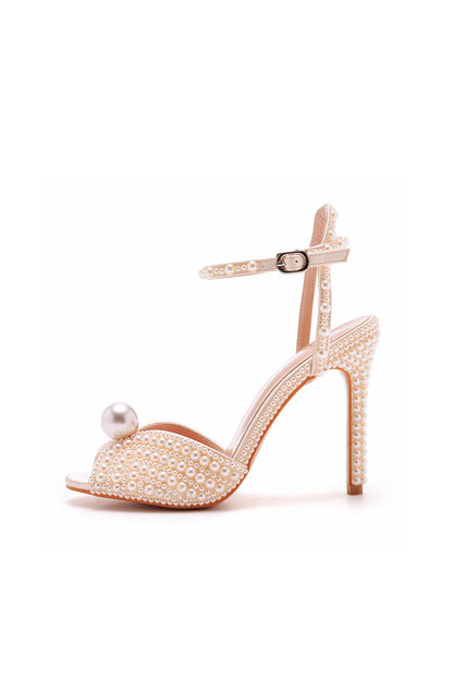 Elegant Pearl Peep Toe Stiletto Ultra High Heels