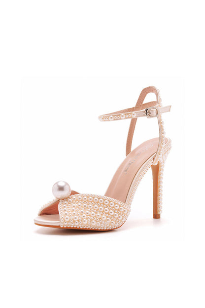 Elegant Pearl Peep Toe Stiletto Ultra High Heels