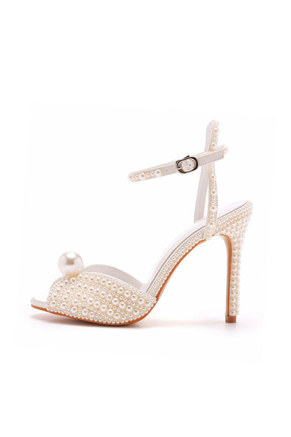 Elegant Pearl Peep Toe Stiletto Ultra High Heels