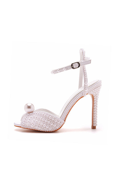 Elegant Pearl Peep Toe Stiletto Ultra High Heels