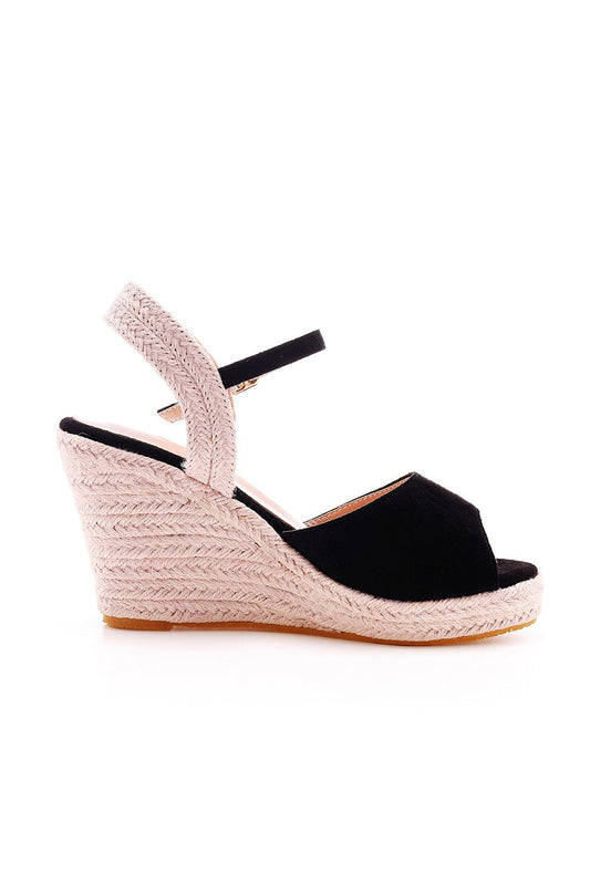 Peep Toe Espadrille Buckle Strap Wedge Sandals