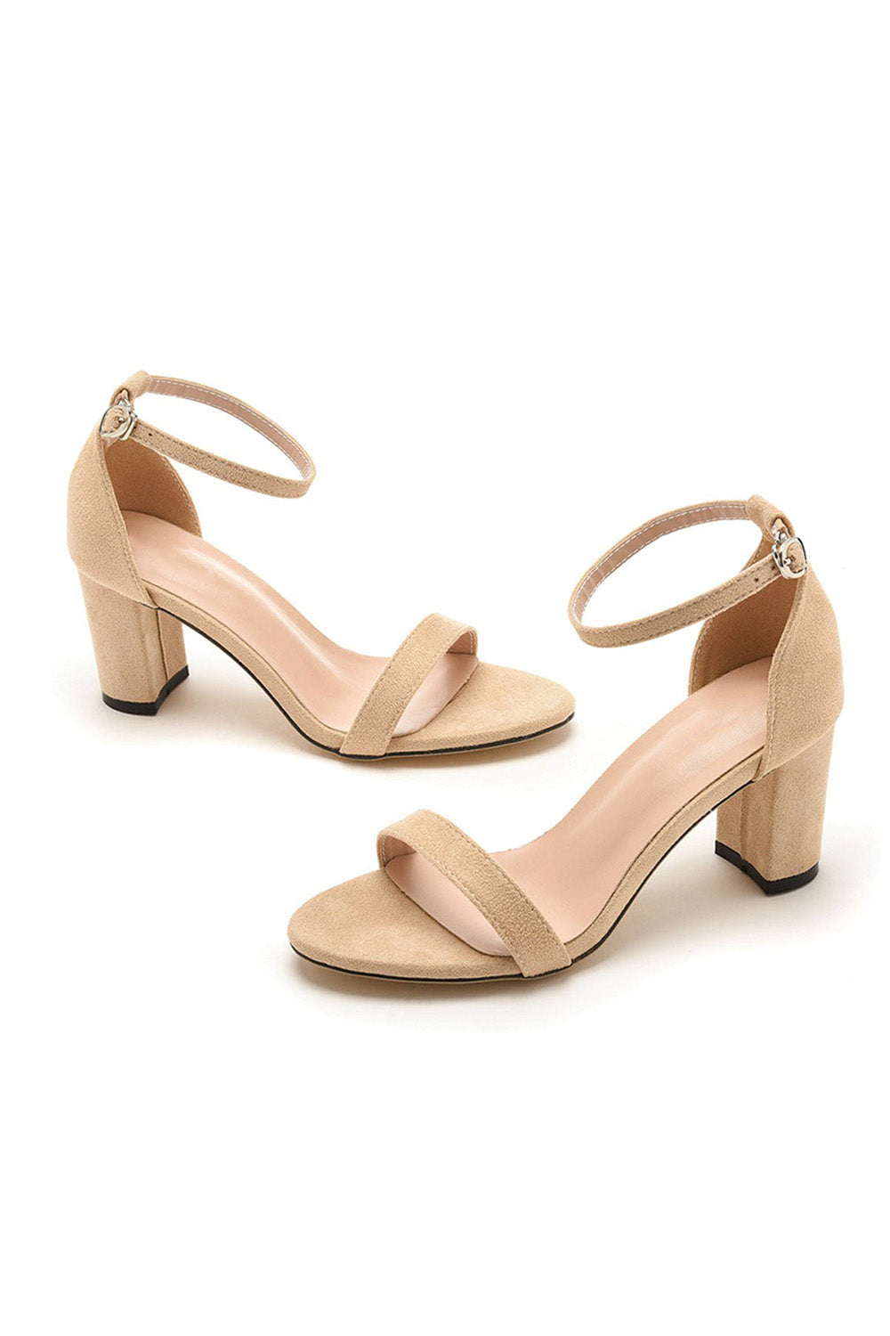 Brief Open Toe ONE-STRAP Buckle Chunky Heel Sandals