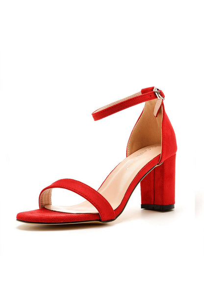 Brief Open Toe ONE-STRAP Buckle Chunky Heel Sandals