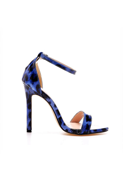 Open Toe Leopard Print Ankle Strap Stiletto High Heels