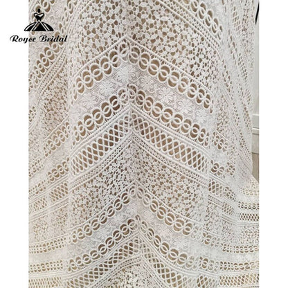 Roycebridal Roycebridal Boho Mermaid/Trumpet Wedding Dress 2025 Long Sleeve Lace Open Back Bohemian vestido de fiesta de boda Beach Bridal