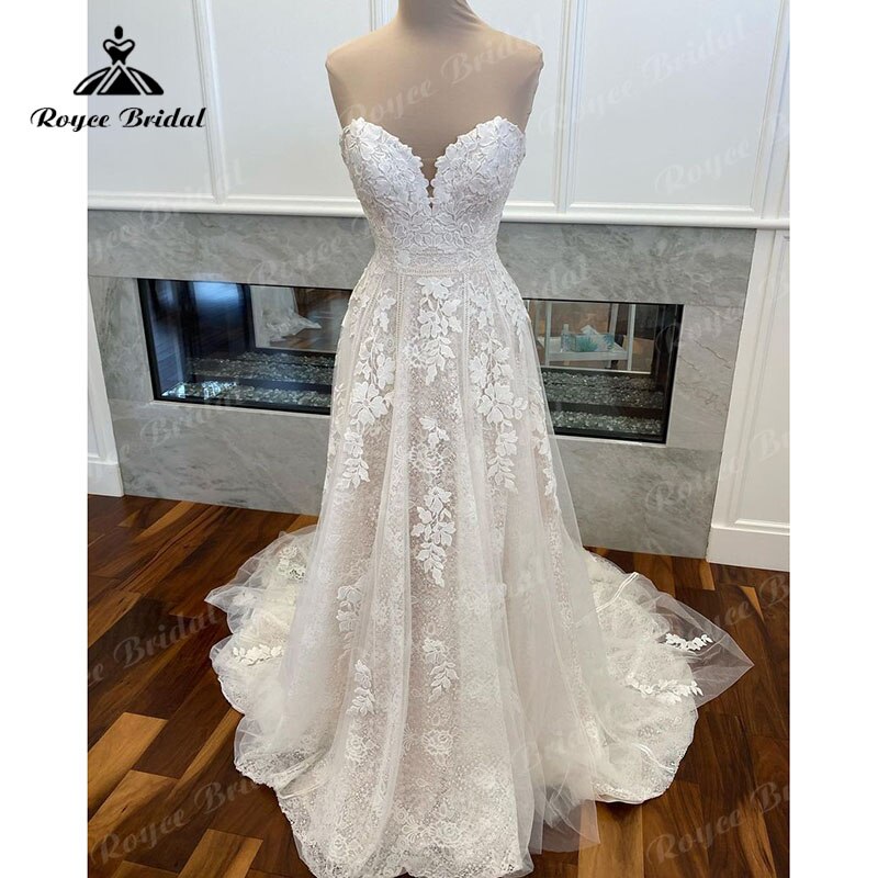 Roycebridal Roycebridal Lace Boho A Line Wedding Dress Sweetheart Appliques 2025  Princess Wedding Gowns for Women Robe de mariee Elegant