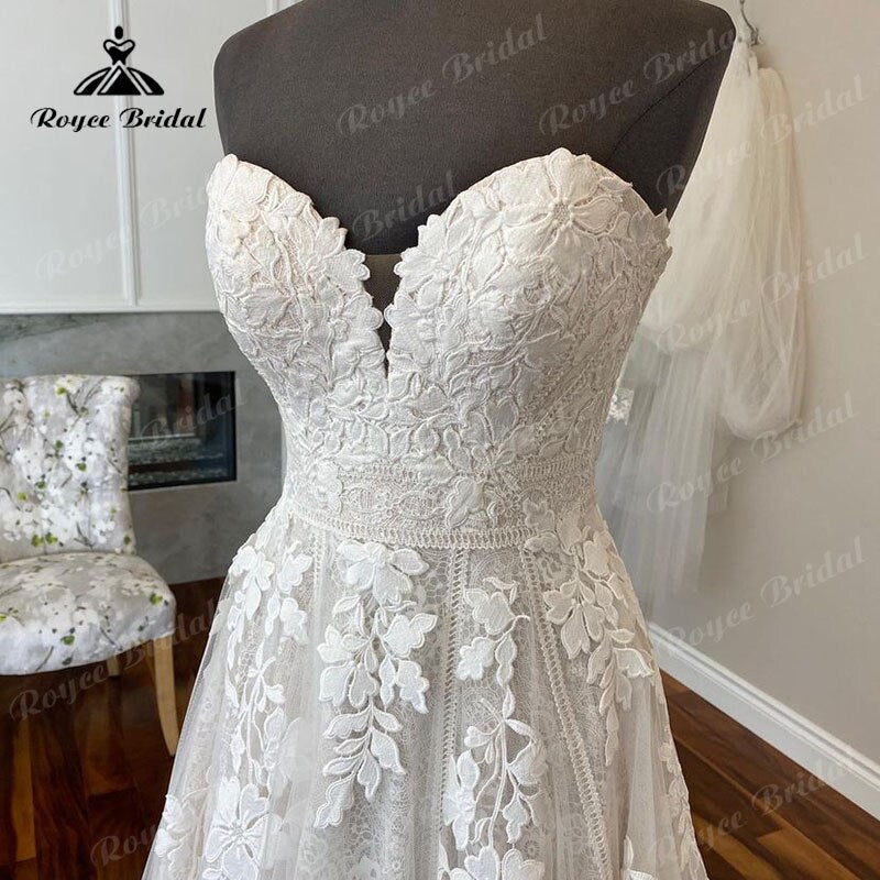 Roycebridal Roycebridal Lace Boho A Line Wedding Dress Sweetheart Appliques 2025  Princess Wedding Gowns for Women Robe de mariee Elegant