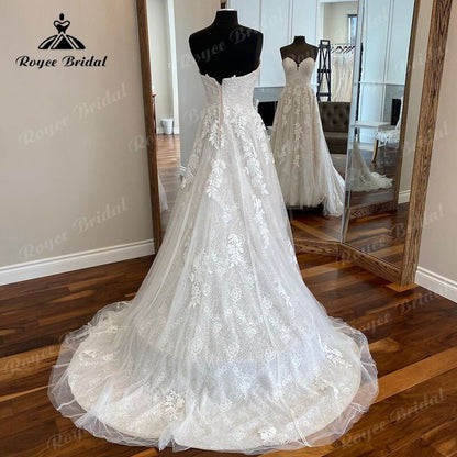 Roycebridal Lace Boho A Line Wedding Dress Sweetheart Appliques 2025  Princess Wedding Gowns for Women Robe de mariee Elegant