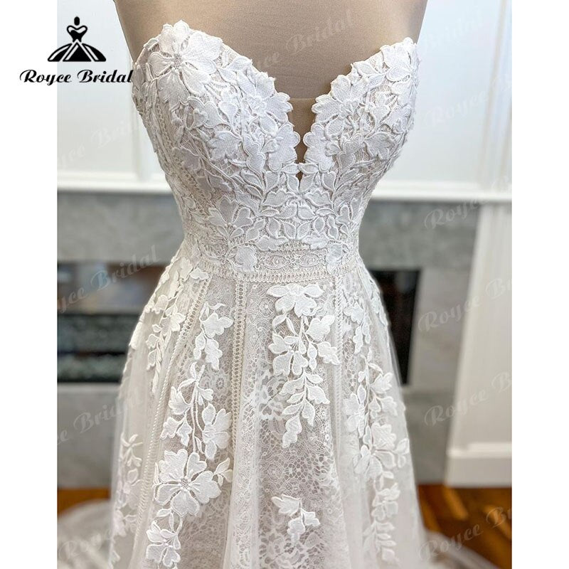 Roycebridal Lace Boho A Line Wedding Dress Sweetheart Appliques 2025  Princess Wedding Gowns for Women Robe de mariee Elegant