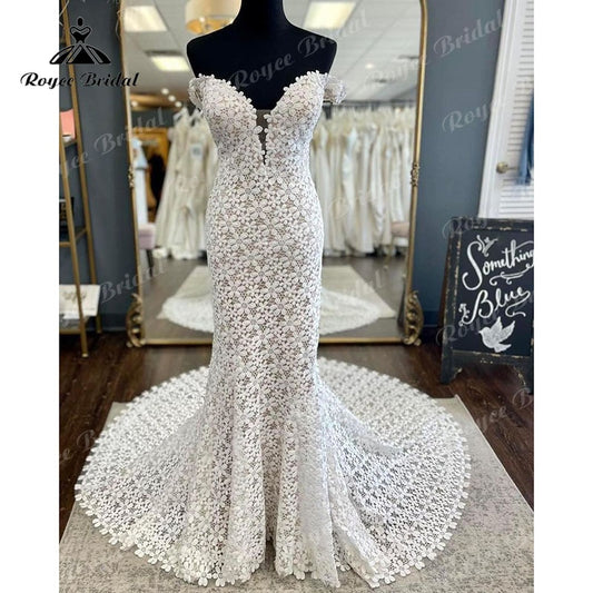 Roycebridal Roycebridal Off the Shoulder Lace Backless Mermaid/Trumpet Boho Wedding Dress 2025 Vestido Wedding Gowns robe soirée mariage