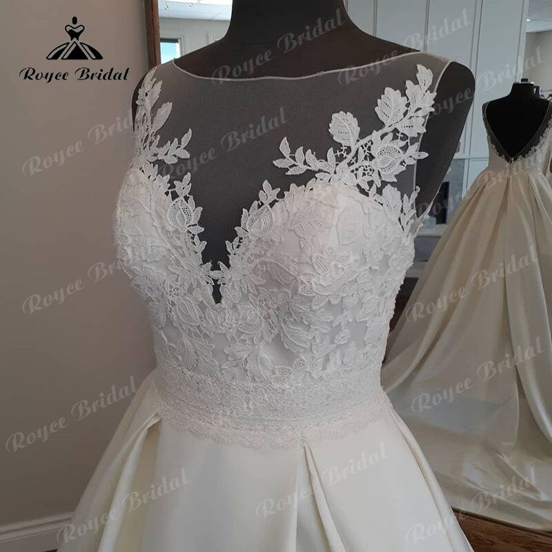 Roycebridal Roycebridal Satin Lace Appliques Wedding Dress Backless 2025 vestido de noiva princesa Wedding Ball Gown for Women Sweep Train