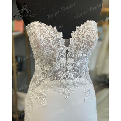 Roycebridal BRIDE,BRIDE EXPLORE All Wedding Dresses,BRIDE EXPLORE Custom Wedding Dresses 👗,BRIDE EXPLORE Plus SizeRoycebridalSexy Lace Appliques Satin Mermaid/Trumpet Sweetheart Wedding Dress Backless 2025 Vestido de Noiva Civil Bridal Women