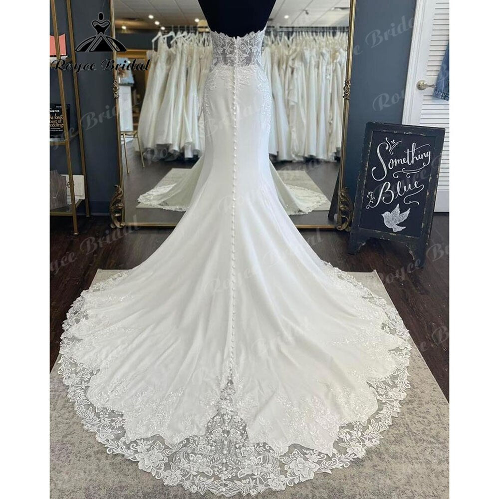 Roycebridal BRIDE,BRIDE EXPLORE All Wedding Dresses,BRIDE EXPLORE Custom Wedding Dresses 👗,BRIDE EXPLORE Plus SizeRoycebridalSexy Lace Appliques Satin Mermaid/Trumpet Sweetheart Wedding Dress Backless 2025 Vestido de Noiva Civil Bridal Women