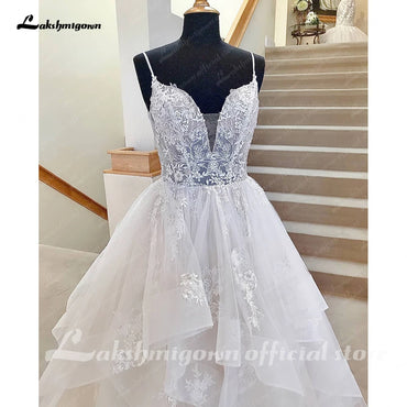 Roycebridal Puffy Tulle Wedding Dress 2025 Vestidos Civil Boho Spaghetti Strap Long Bride Dress Elegant Party Gowns