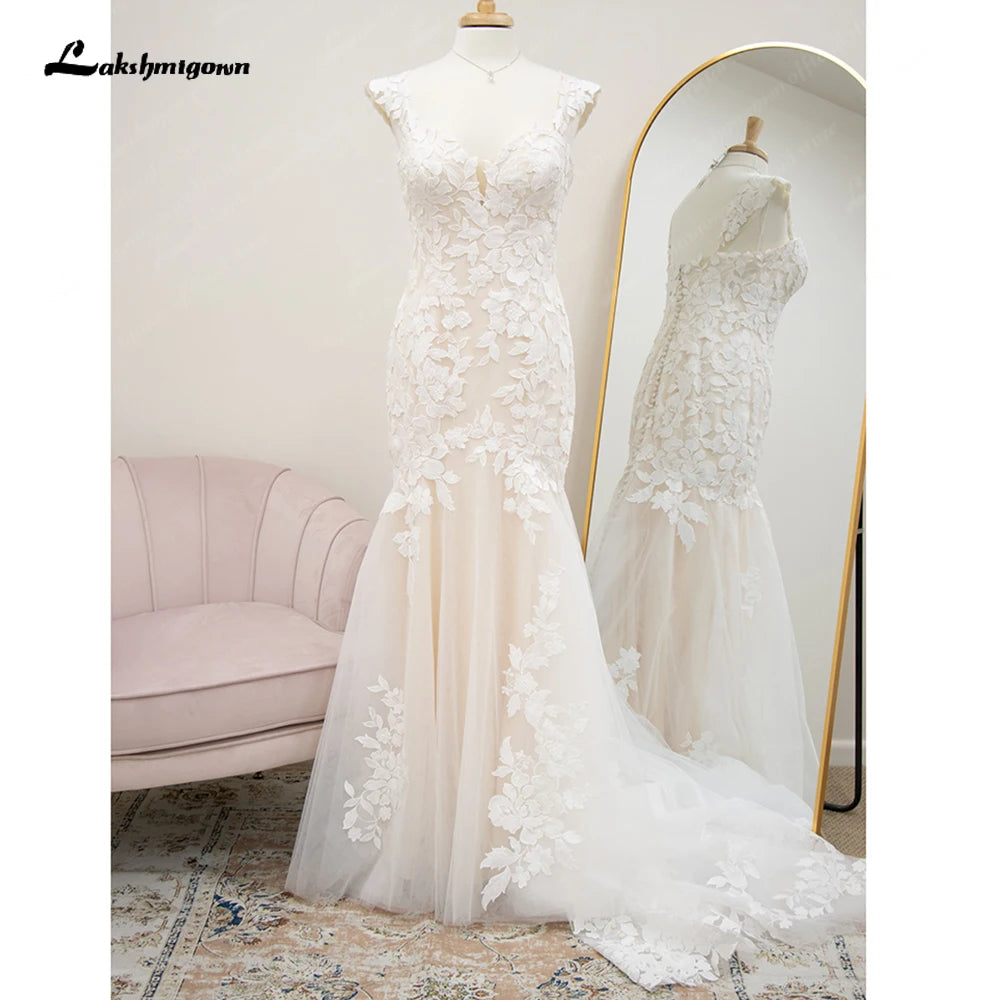 Roycebridal Sexy Women Lace Appliques Mermaid Wedding Dresses 2024 Luxury Princess Champagne Boho Bridal Gowns  V Neck