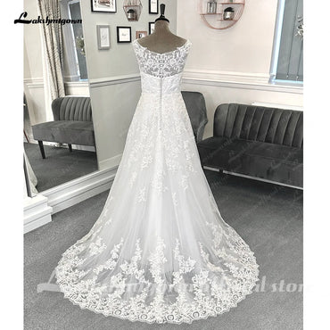 Vintage Formal Wedding Dresses Court Train A line Lace With Buttons Appliques 2025 Bridal Gowns vestido de casamento