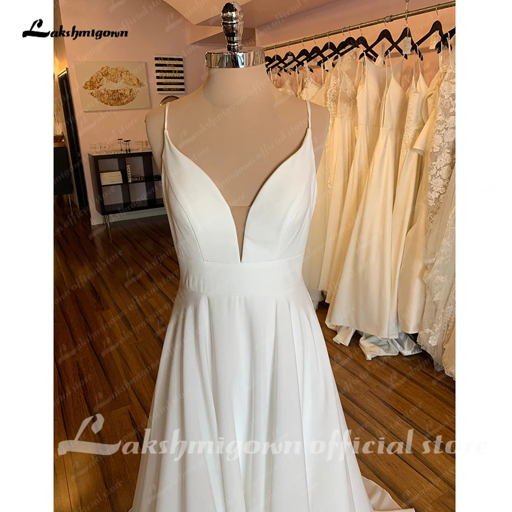 Roycebridal Simple Wedding Dresses 2025 New Arrival V Neck Long Bride Dress High Quality Zipper A-Line Elegant Bridal Gown