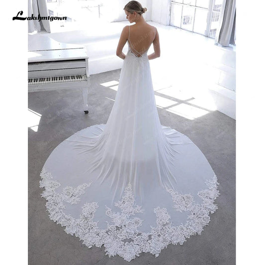 Roycebridal Vintage Lace Boho Wedding Dress 2025 Vestidos Noivas V Neck Sexy Bridal Beach Wedding Gowns Open Back